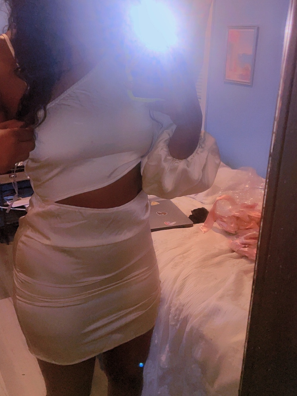 Satin Cutout Mini Dress in Cream